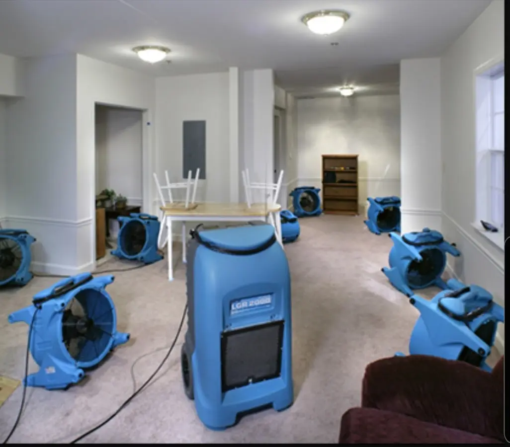 Air movers and dehumidifier setup for Water Extraction & Removal in Pawtucket